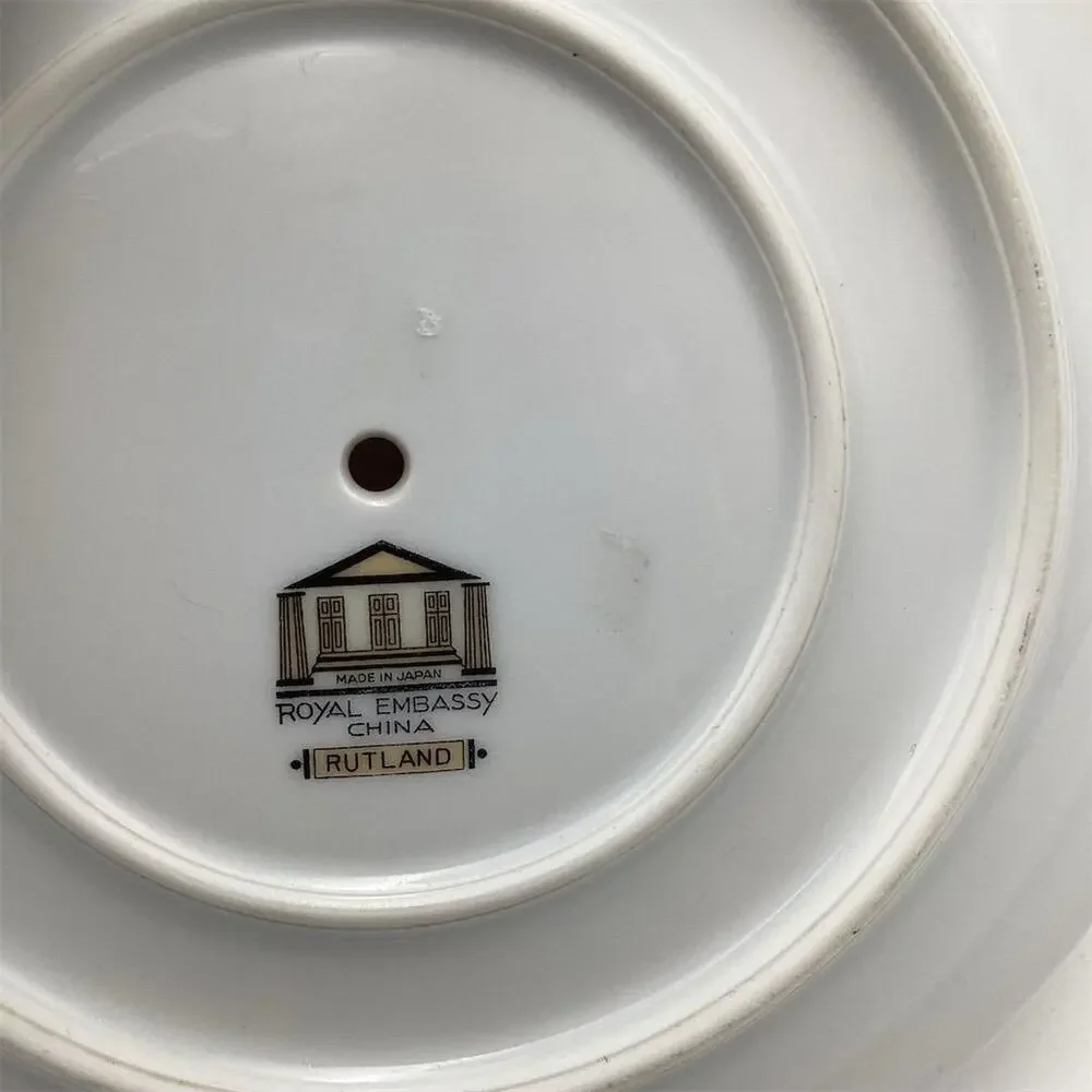 Vintage Rutland Pattern Porcelain Gravy Boat with Attached Under Plate‎